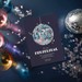 Moderne fest invitation til 18 års fødselsdag med diskokugle og konfetti.